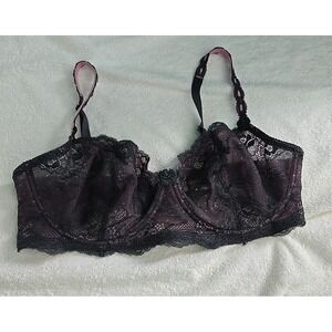 Women's Felina Bra 38DD Sheer Floral Lace Sexy Underwire Pink Gray Intimates